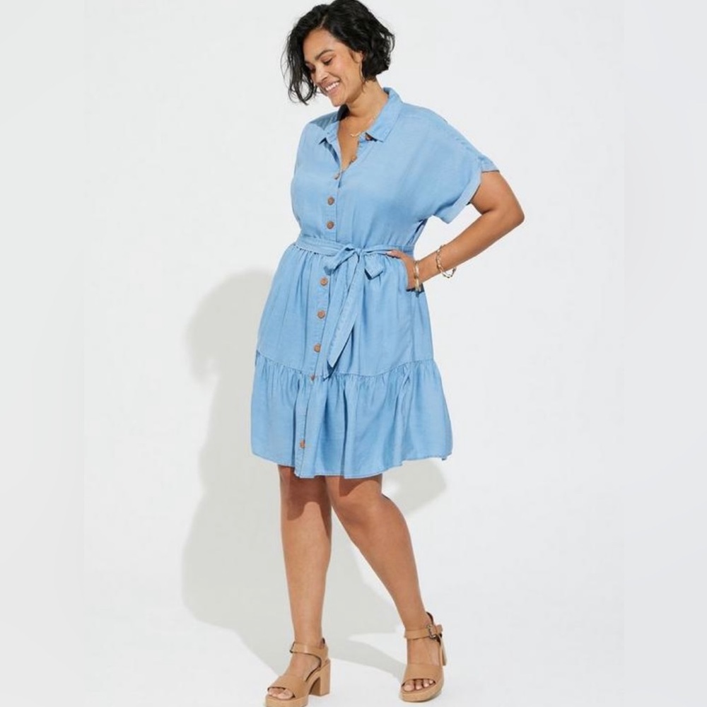 Torrid Mini chambray tiered dress